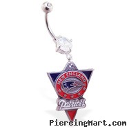 Belly Ring with official licensed NFL charm, New England Patriots