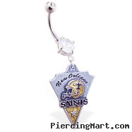 Mspiercing Belly Ring with Official Licensed NFL Charm, New Orleans Saints