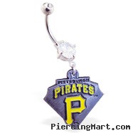 Belly Ring with official licensed MLB charm, Pittsburgh Pirates