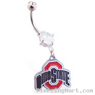 Mspiercing Belly Ring with Official Licensed NCAA Charm, Ohio State Buckeyes