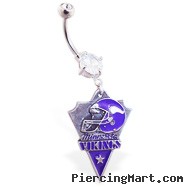 Belly Ring with official licensed NFL charm, Minnesota Vikings