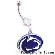 Mspiercing Belly Ring with Official Licensed NCAA Charm, Penn State Nittany Lions