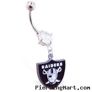 Belly Ring with official licensed NFL charm, Oakland Raiders