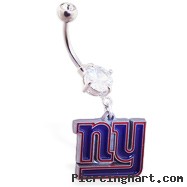 Belly Ring with official licensed NFL charm, New York Giants