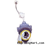 Belly Ring with official licensed NFL charm, Washington Redskins