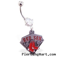 Belly Ring with official licensed MLB charm, Boston Red Sox