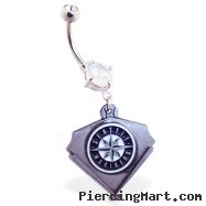 Belly Ring with official licensed MLB charm, Seattle Mariners