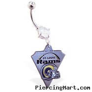 Belly Ring with official licensed NFL charm, St. Louis Rams