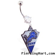 Belly Ring with official licensed NFL charm, Detroit Lions