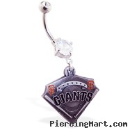 Mspiercing Belly Ring with Official Licensed MLB Charm, San Francisco Giants