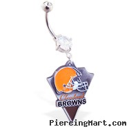 Belly Ring with official licensed NFL charm, Cleveland Browns