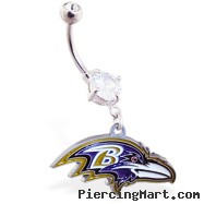 Mspiercing Belly Ring With Official Licensed NFL Charm, Baltimore Ravens