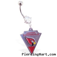 Belly Ring with official licensed NFL charm, Arizona Cardinals