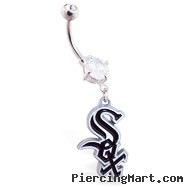 Belly Ring with official licensed MLB charm, Chicago White Sox