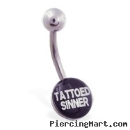 Logo belly button ring "TATTOOED SINNER"