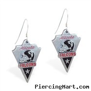 Mspiercing Sterling Silver Earrings With Official Licensed Pewter NFL Charm, Atlanta Falcons