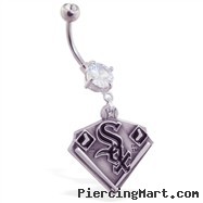 Belly Ring with official licensed MLB charm, Chicago White Sox