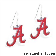 Mspiercing Sterling Silver Earrings With Official Licensed Pewter MLB Charms, Atlanta Braves