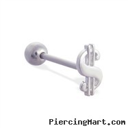Straight barbell with money sign top, 14 ga