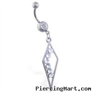 Belly ring with jeweled triangle dangle