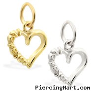 14K Gold heart charm with "I Love You"