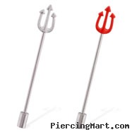 Pitchfork industrial straight barbell with cylinder end, 14 ga