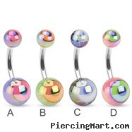 Metallic coated eyeball belly ring