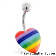 Rainbow heart belly ring