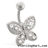 Jeweled butterfly belly ring