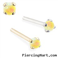 14K Gold Customizable Nose Stud with 2mm Round Yellow Opal