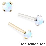 14K Gold Customizable Nose Stud with 2mm Round White Opal