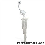 Navel ring with dangling chains