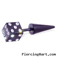 Black fake taper with jeweled dice end, 16 ga