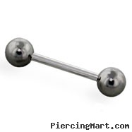 Stainless steel barbell with Hematite plated balls, 14 ga