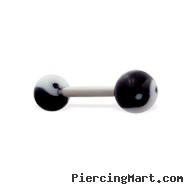 Straight barbell with acrylic ying-yang balls, 14 ga