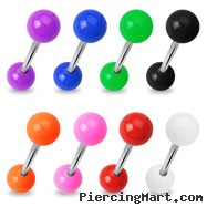 Straight barbell with solid colored balls, 14 ga