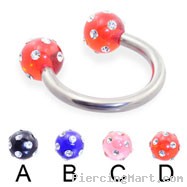 Circular Barbell With Multi-Gem Acrylic Colored Balls, 10 Ga