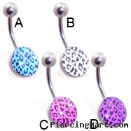 Navel ring with leopard print logo