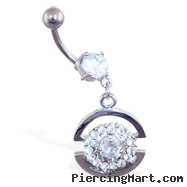 Navel ring with dangling jeweled circle