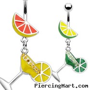 Fruit navel ring with dangling martini glass