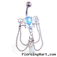 Chandelier Navel Ring with Synthetic Blue Opal