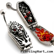 Hinged openable coffin belly ring