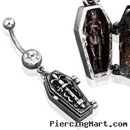 Navel Ring with Dangling Openable Coffin