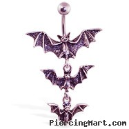 Gothic bat dangle belly ring