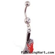 Navel Ring with Dangling Bloody Cleaver