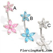 Jeweled Flower Navel Ring