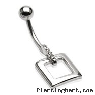 Navel ring with dangling square