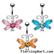 Fancy Frosted Butterfly Belly Ring