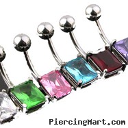 Large jeweled square belly ring