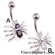 Jeweled spider navel ring